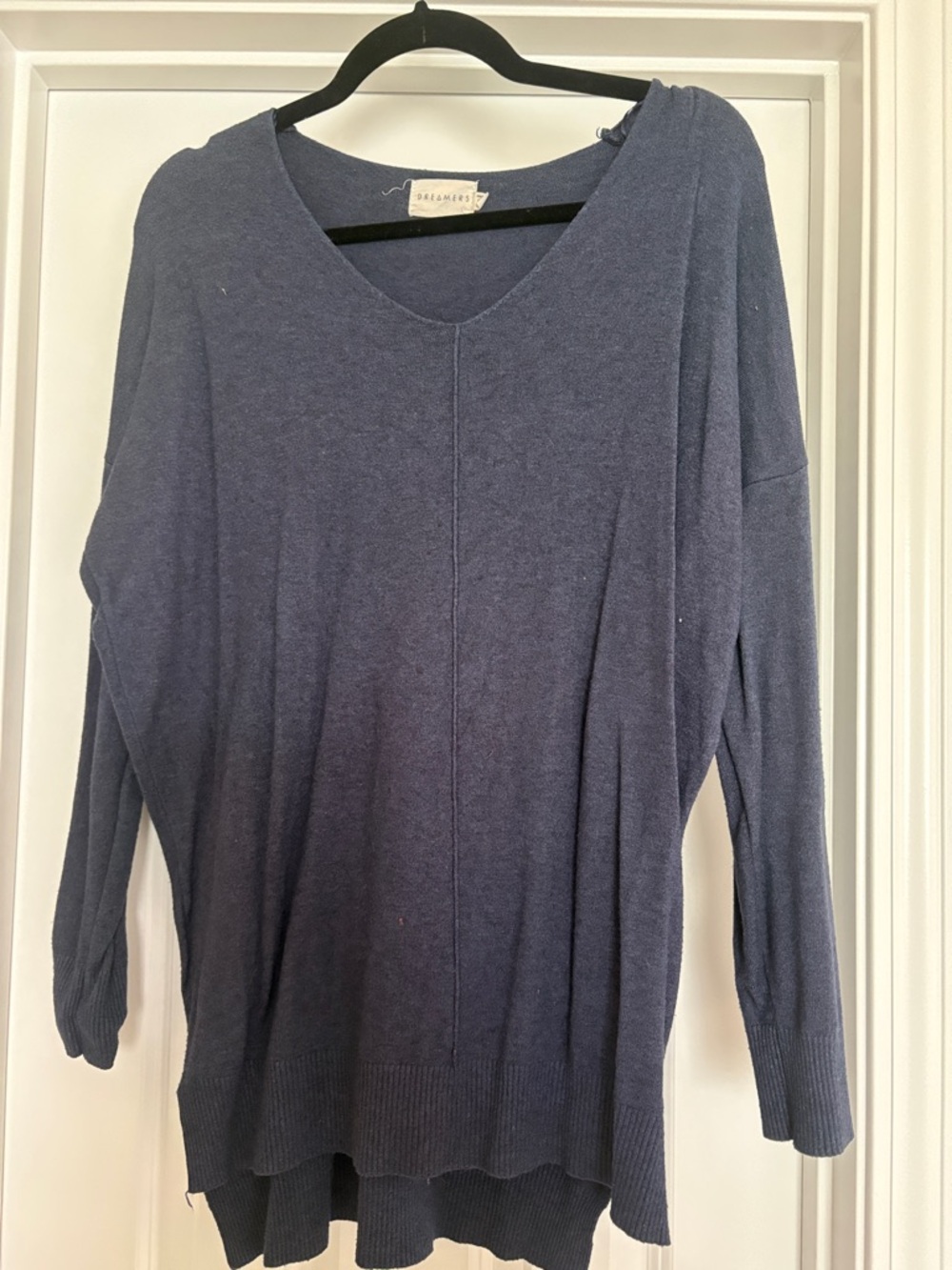 Dreamers Navy V-Neck Lightweight Tunic Sweater